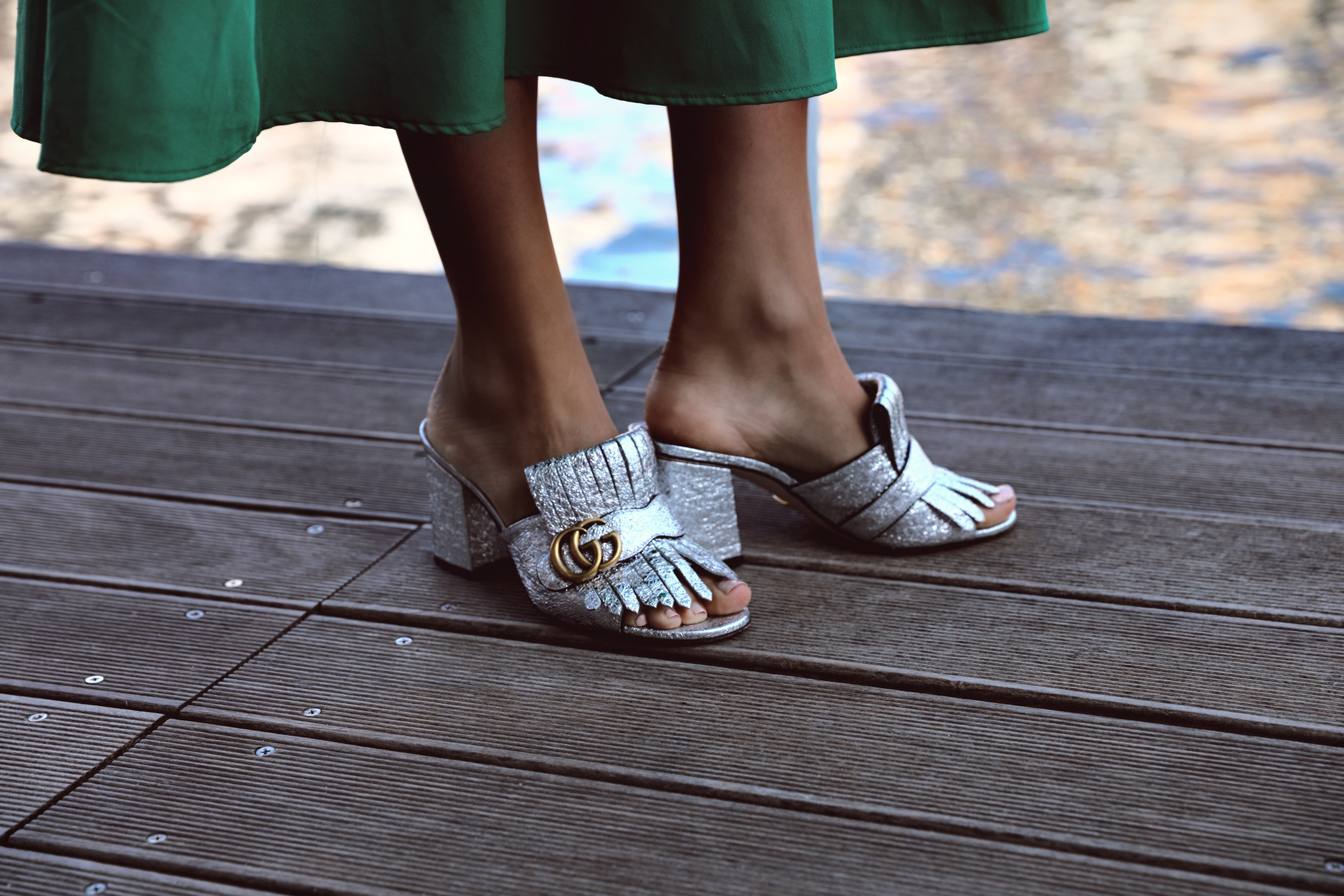 gucci heels silver